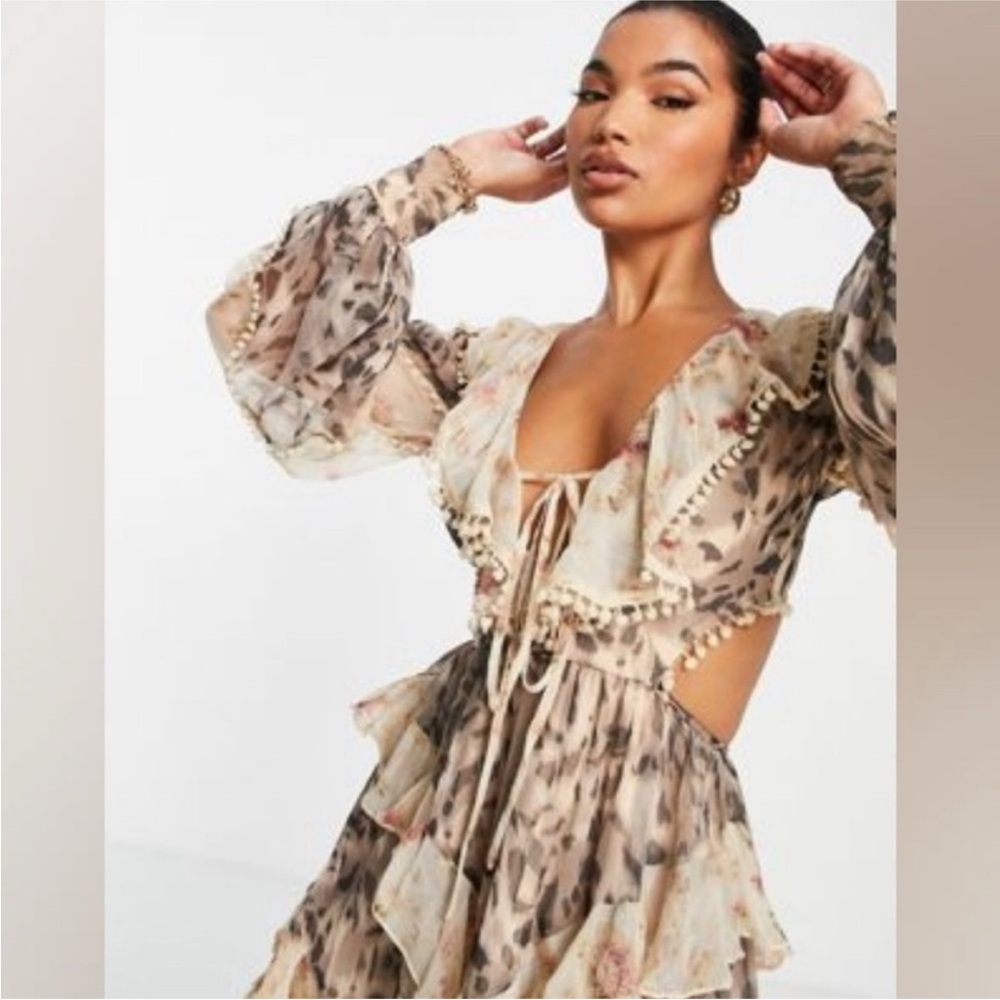 Floral Long Sleeve Dress with Ruffle Details